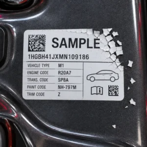 Illustrative ultra-destructible vehicle label