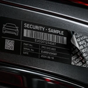 Illustrative security VOID vehicle label